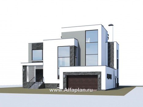 «Альстер Плюс» — проект двухэтажного дома в стиле хай-тек, элитая вилла с цокольным этажом - превью дополнительного изображения №2