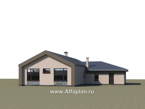 Проекты домов Альфаплан - «Аркада» - современный одноэтажный дом с террасой и большим гаражом - превью дополнительного изображения №4