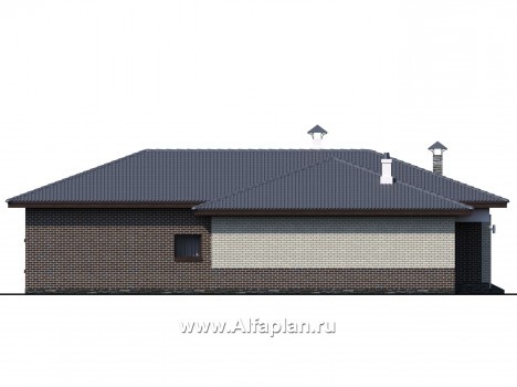 Проекты домов Альфаплан - «Юкон» - просторный одноэтажный коттедж с террасой - превью фасада №4