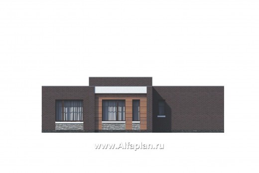 Проекты домов Альфаплан - «Эрато» — одноэтажный дом с плоской кровлей - превью фасада №4