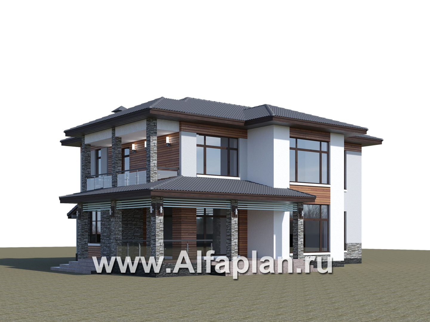 Проекты домов Альфаплан - «Отражение» - двухэтажный дом для большой семьи - дополнительное изображение №4