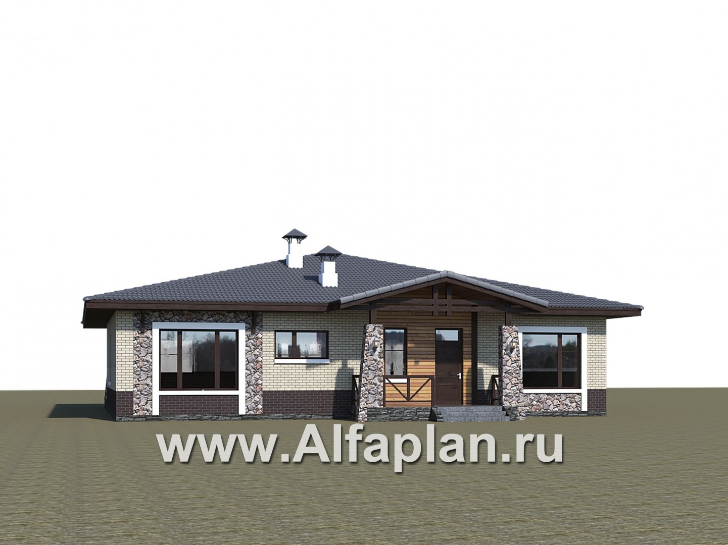 Проекты домов Альфаплан - «Аризона» - уютный одноэтажный дом с террасой - дополнительное изображение №3