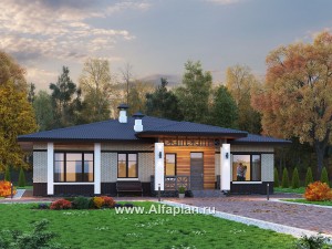 Проекты домов Альфаплан - «Аризона» - уютный одноэтажный дом с террасой - превью основного изображения