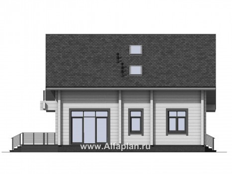 Проект дома с мансардой из бруса, планировка со вторым светом и кабинетом на 1 эт, с террасой. - превью фасада дома