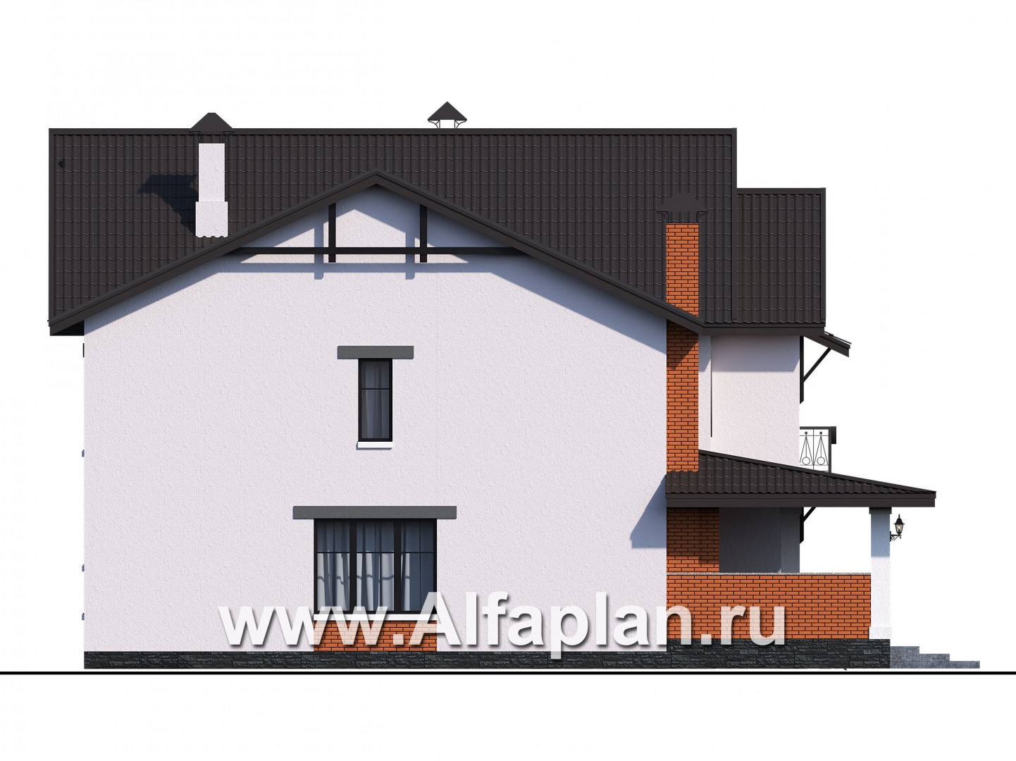 Проекты домов Альфаплан - «Сафо» - проект просторного дома для большой семьи - изображение фасада №2