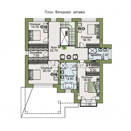 Проекты домов Альфаплан - «Сафо» - проект просторного дома для большой семьи - превью плана проекта №2