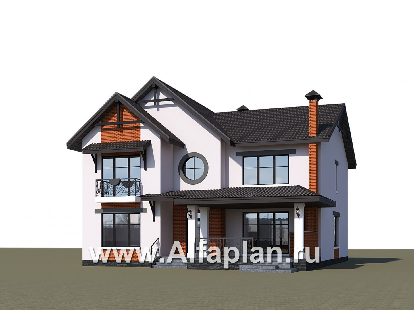 Проекты домов Альфаплан - «Сафо» - проект просторного дома для большой семьи - дополнительное изображение №1