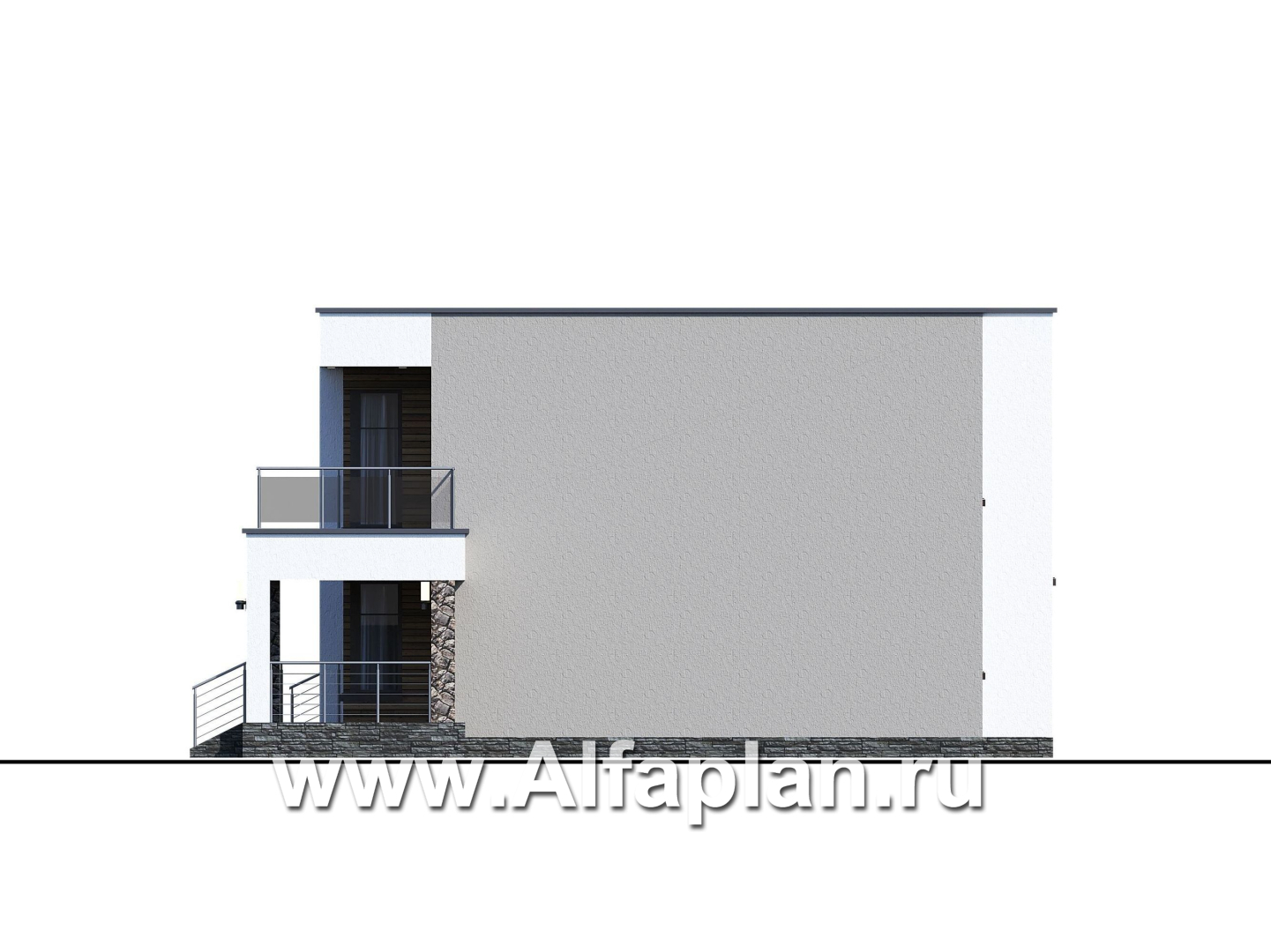 Проекты домов Альфаплан - «Серотонин» - проект современного хай-тек дома с плоской кровлей - изображение фасада №4