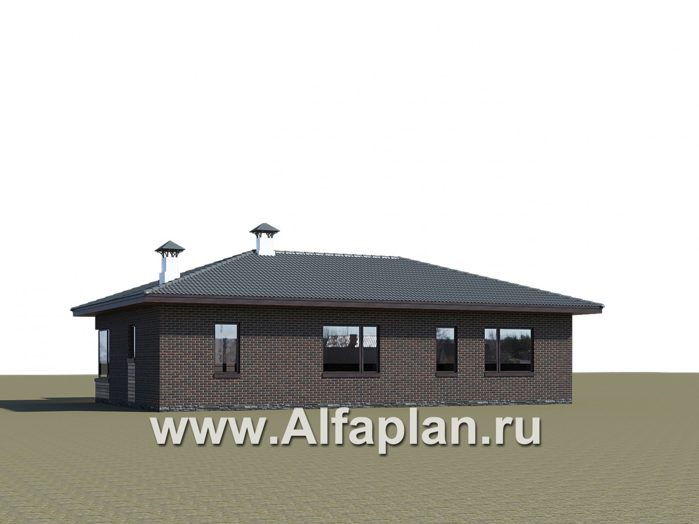 Проекты домов Альфаплан - Проект компактного одноэтажного дома с тремя спальнями - дополнительное изображение №2