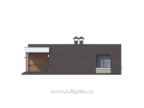 Проекты домов Альфаплан - «Риверсайд» - стильный одноэтажный коттедж с мастер-спальней - превью фасада №2
