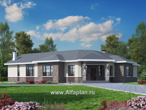Проекты домов Альфаплан - «Модуль» — одноэтажный дом с диагональным планом, 4 спальни - превью основного изображения