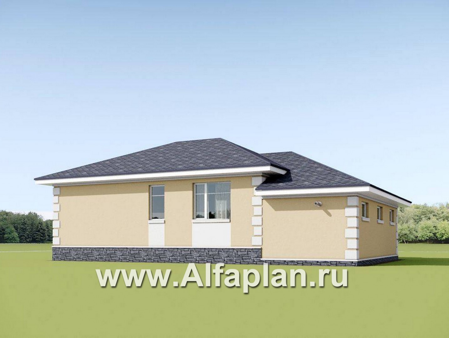 Проекты домов Альфаплан - "Вотчина" - проект одноэтажного дома в классическом стиле - дополнительное изображение №2