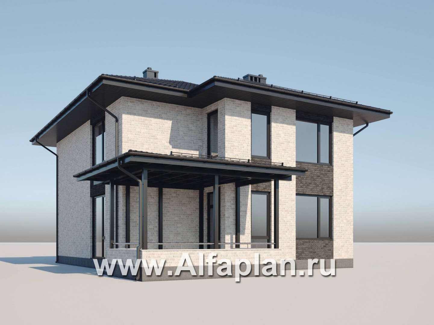 Проекты домов Альфаплан - Двухэтажный дом из газобетона с гаражом - дополнительное изображение №3