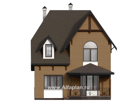Проекты домов Альфаплан - Проект двухэтажного дома с эркером - превью фасада №4