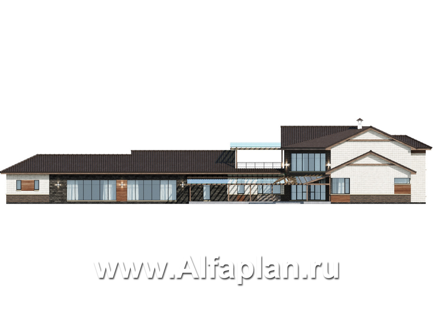 Проекты домов Альфаплан - "Шахерезада" - семейная вилла с бассейном и гаражом - изображение фасада №3