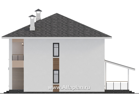 Проекты домов Альфаплан - "Вуокса" - современный двухэтажный коттедж - превью фасада №2
