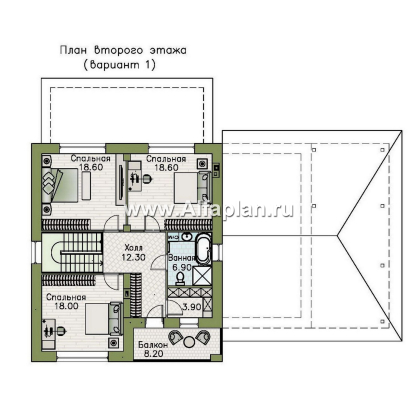 Проекты домов Альфаплан - "Вуокса" - современный двухэтажный коттедж, штукатурные фасады, с гаражом - превью плана проекта №3