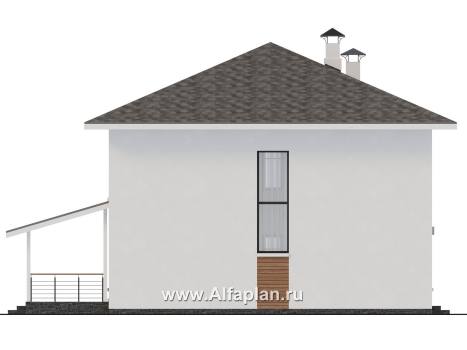 «Ладога» - проект двухэтажного дома из газобетона, в современном стиле, со вторым светом и с террасой - превью фасада дома