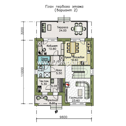 Проекты домов Альфаплан - "Вуокса" - современный двухэтажный коттедж - превью плана проекта №2