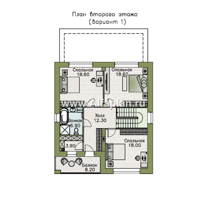 Проекты домов Альфаплан - "Вуокса" - современный двухэтажный коттедж - превью плана проекта №3