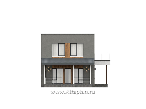 «Викинг» - проект дома, 2 этажа, с сауной и с террасой, в стиле хай-тек - превью фасада дома