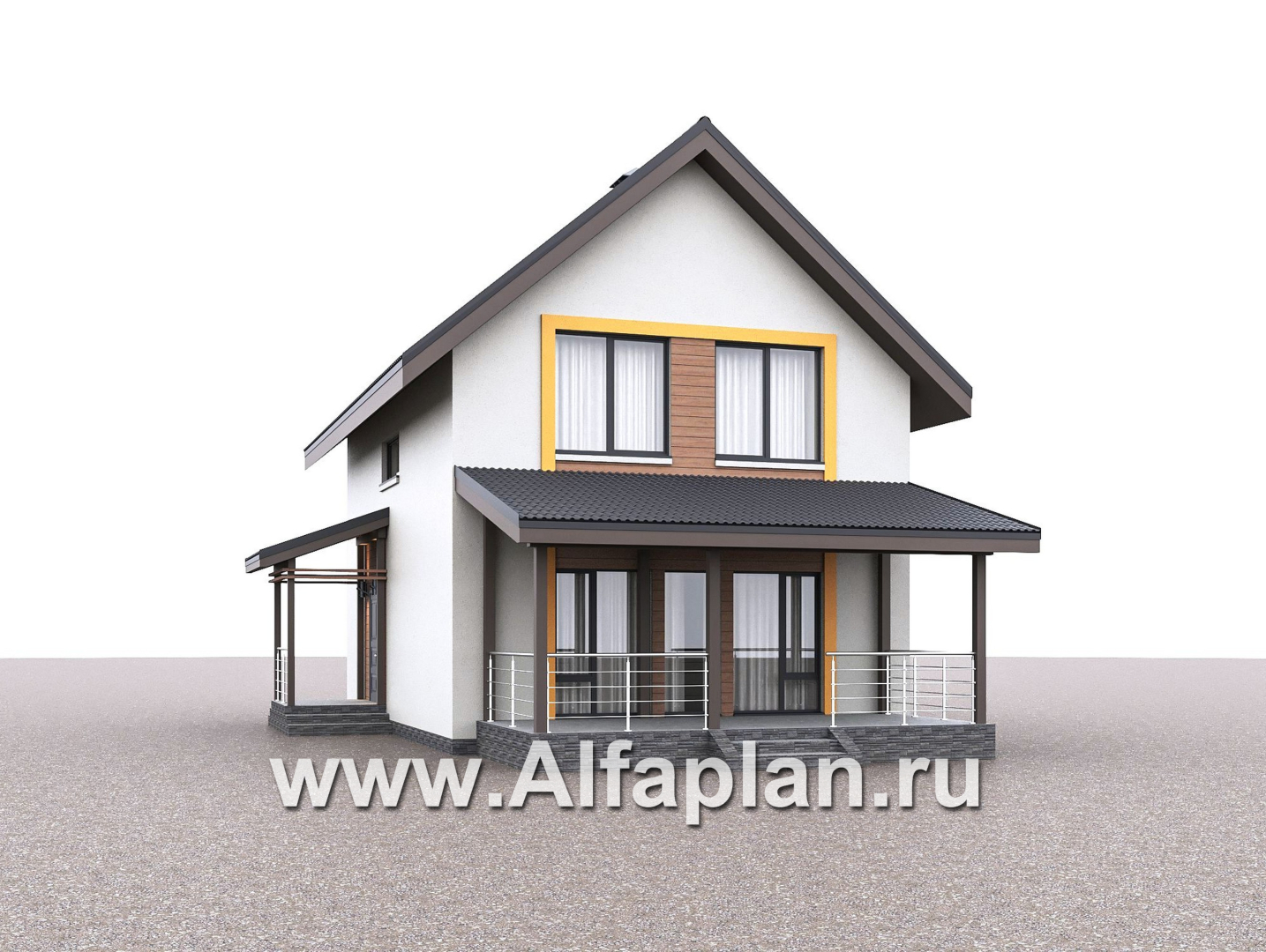 «Викинг» - проект дома, 2 этажа, с сауной и с террасой, в скандинавском стиле - дизайн дома №3