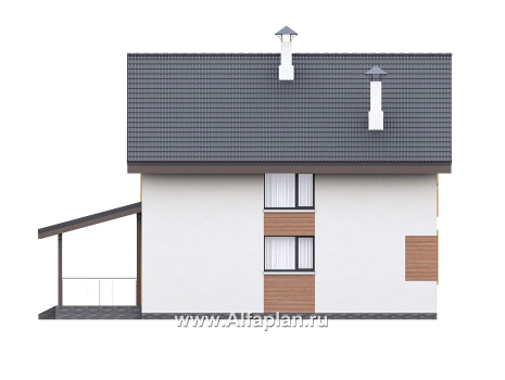 «Викинг» - проект дома, 2 этажа, с сауной и с террасой, в скандинавском стиле - превью фасада дома