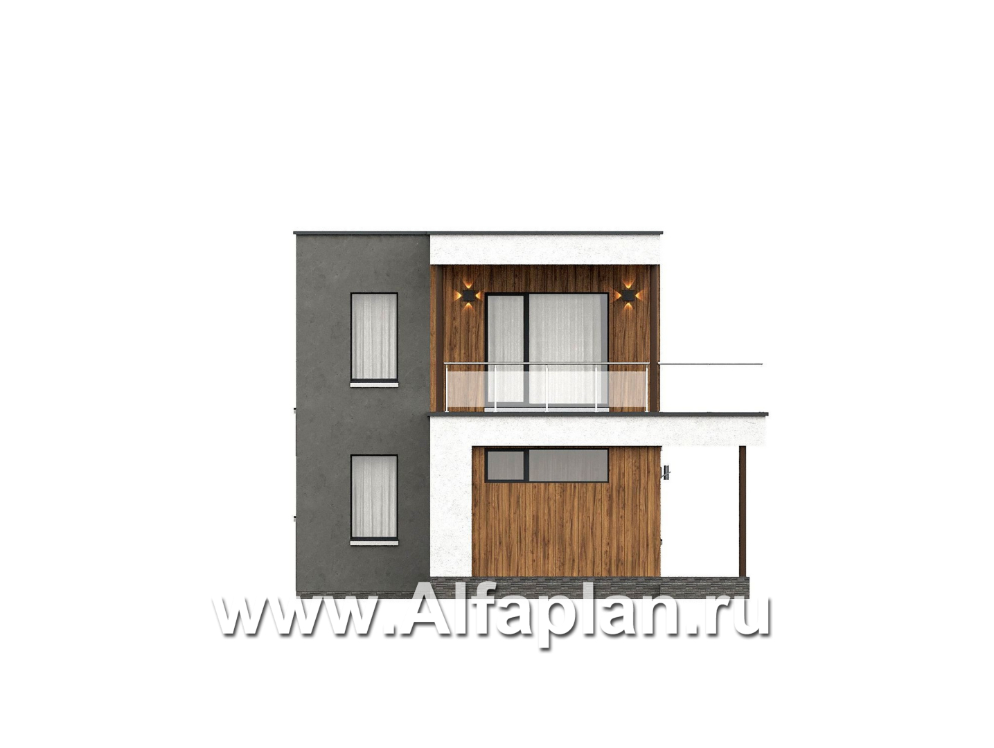 «Викинг» - проект дома, 2 этажа, с сауной и с террасой, в стиле хай-тек - фасад дома