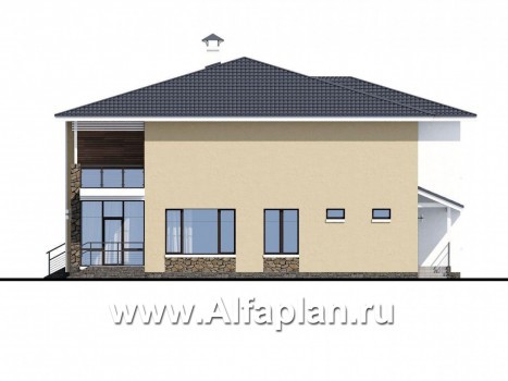 Проекты домов Альфаплан - «Семь звезд» — современный особняк с большим гаражом и биллиардной - превью фасада №2