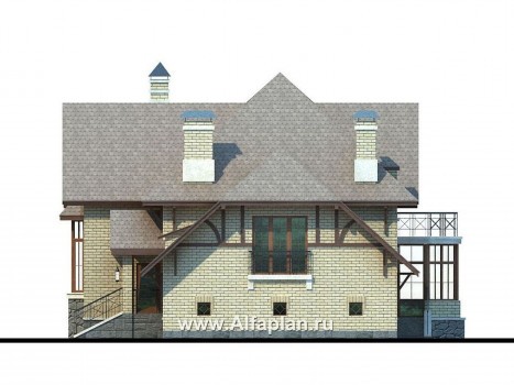 Проекты домов Альфаплан - «Вернигероде» - загородный дом с мансардой - превью фасада №2