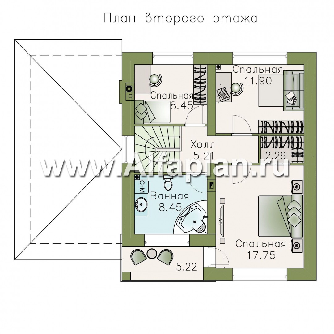 Проекты домов Альфаплан - «Серебро» - современный экономичный дом с гаражом - план проекта №2