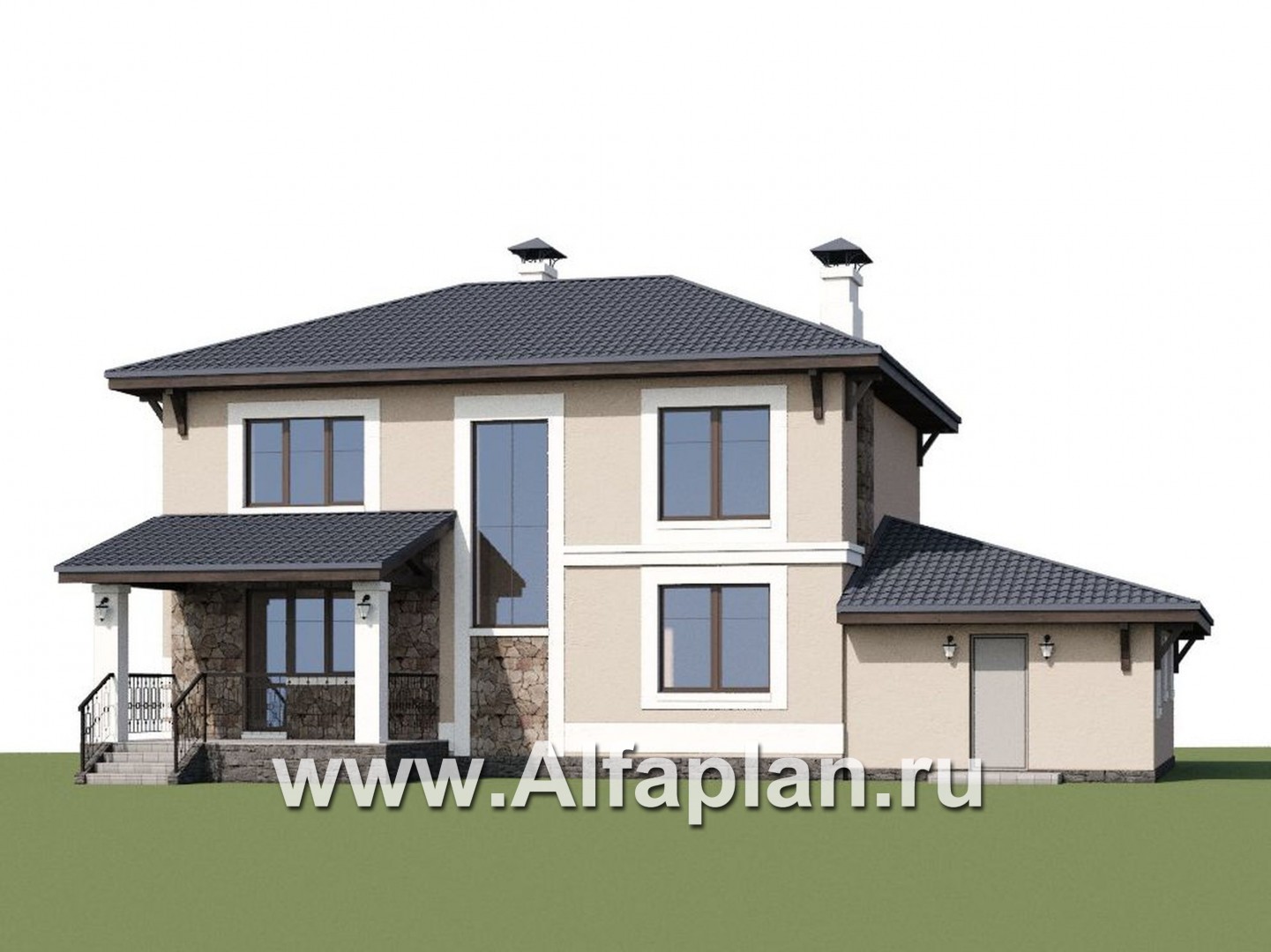 Проекты домов Альфаплан - «Манор» — сбалансированный комфортный коттедж с гаражом - дополнительное изображение №1