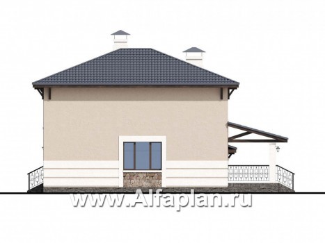 Проекты домов Альфаплан - «Манор» — сбалансированный комфортный коттедж с гаражом - превью фасада №2