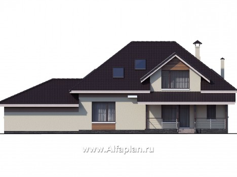 Проекты домов Альфаплан - «Кассиопея» - комфортабельный мансардный дом с большим гаражом - превью фасада №4