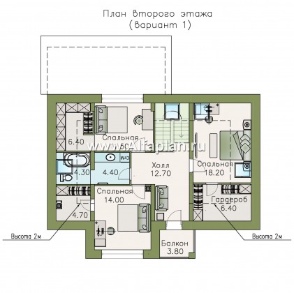 Проекты домов Альфаплан - «Кассиопея» - мансардный дом с шестью спальнями - превью плана проекта №2