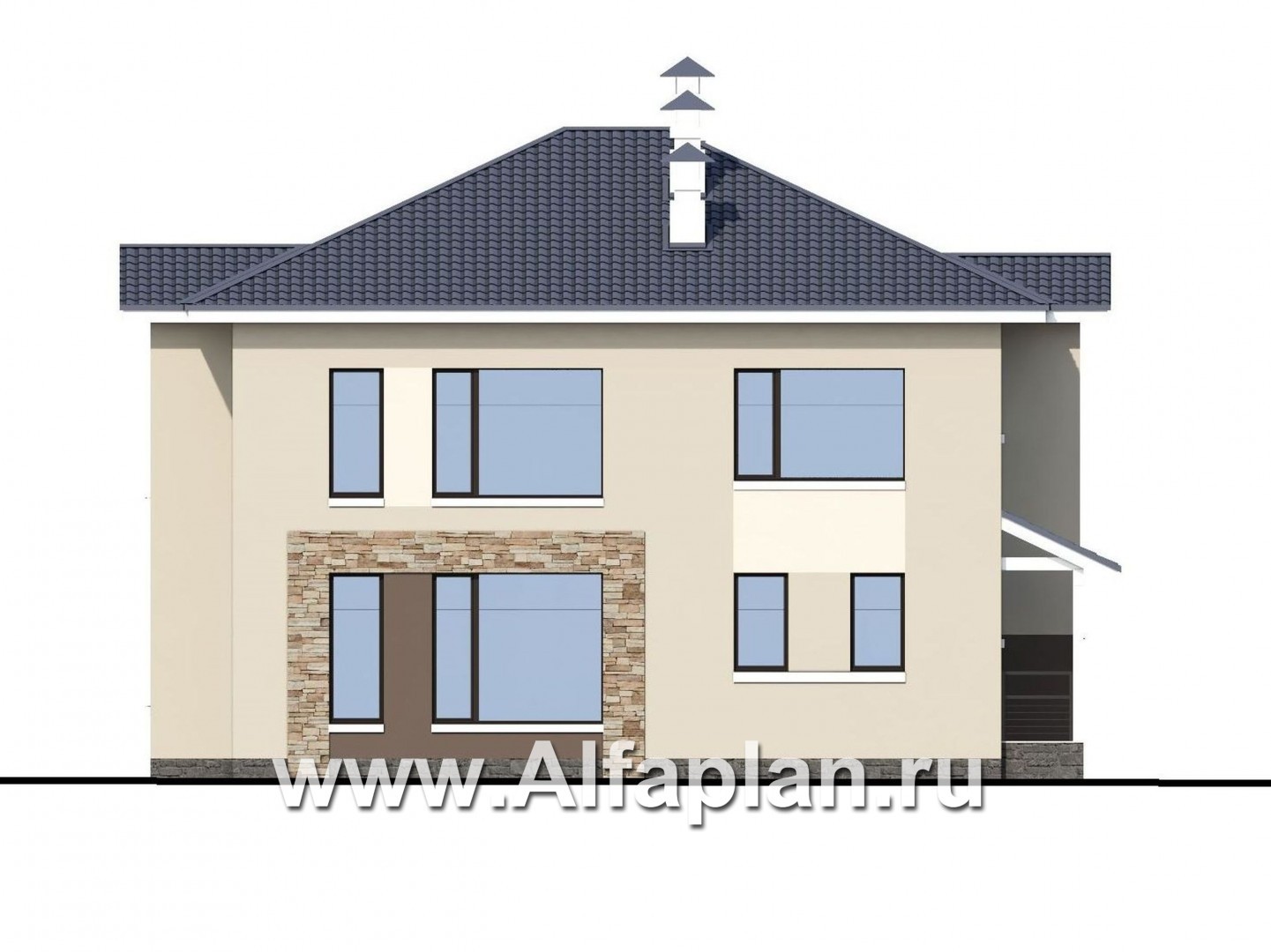 Проекты домов Альфаплан - «Опал» - современный двухэтажный комфортабельный дом - изображение фасада №4