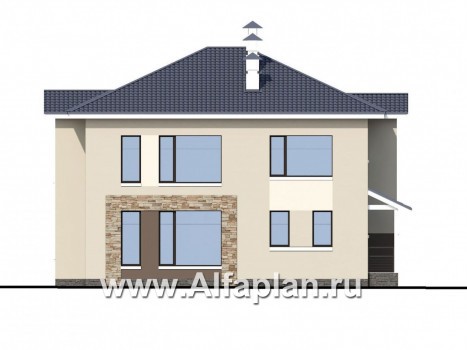 Проекты домов Альфаплан - «Опал» - современный двухэтажный комфортабельный дом - превью фасада №4