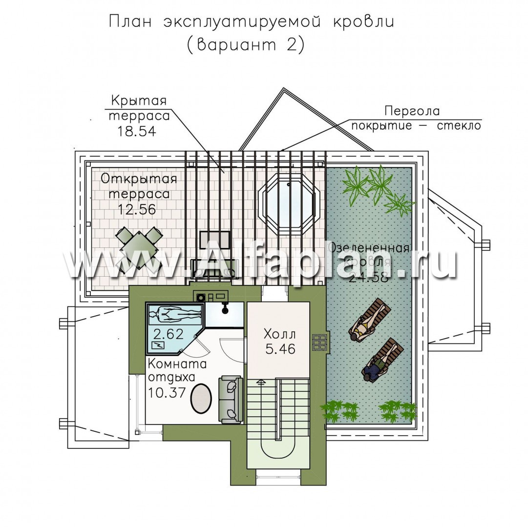 Проекты домов Альфаплан - «Земляничная долина» - коттедж с плоской кровлей и эффектным планом - изображение плана проекта №4