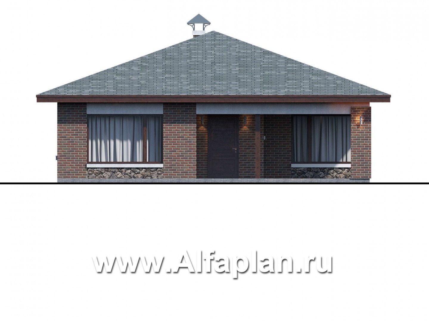 Проекты домов Альфаплан - «Сислей» - современный одноэтажный дом - изображение фасада №1