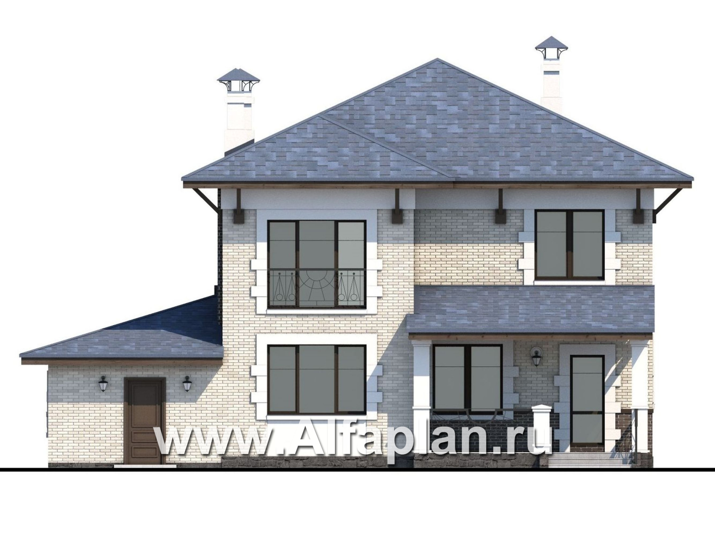 Проекты домов Альфаплан - «Виконт»- двухэтажный дом с гаражом и отличной планировкой - изображение фасада №4