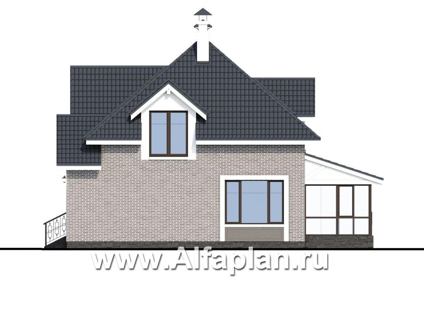 Проекты домов Альфаплан - «Лас Флорес» - романтический коттедж с оптимальной площадью - изображение фасада №2