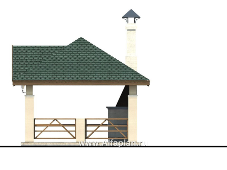 Проекты домов Альфаплан - Беседка-павильон с барбекю (летняя кухня) - превью фасада №2