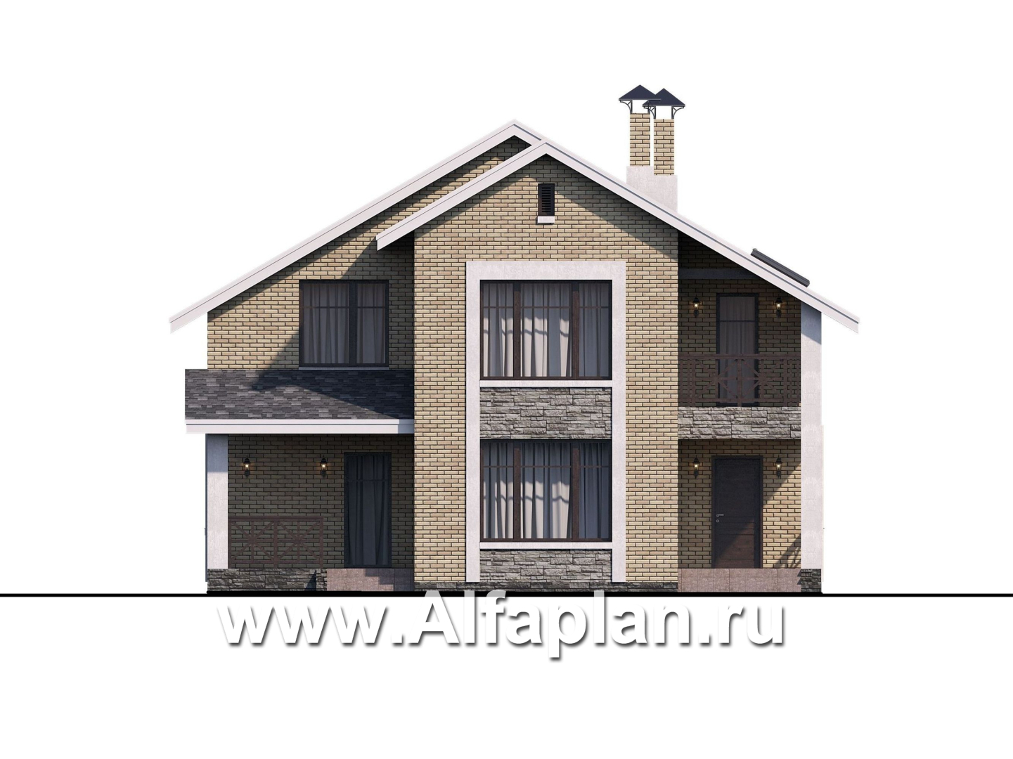 Проекты домов Альфаплан - «Ижора» - небольшой классический дом с двускатной кровлей - изображение фасада №1