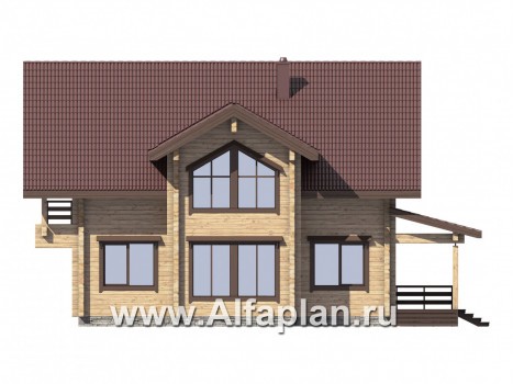 Проекты домов Альфаплан - Деревянный дом для большой семьи - превью фасада №2