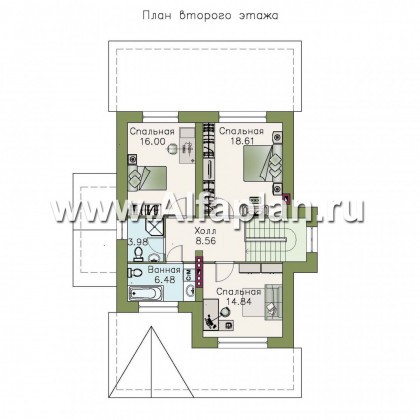Проекты домов Альфаплан - «Позитив»-дом с компактной и удобной планировкой - превью плана проекта №2