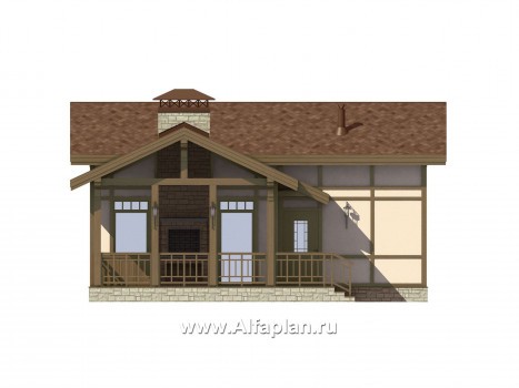 Проекты домов Альфаплан - Комфортный кирпичный дом для отдыха - превью фасада №2