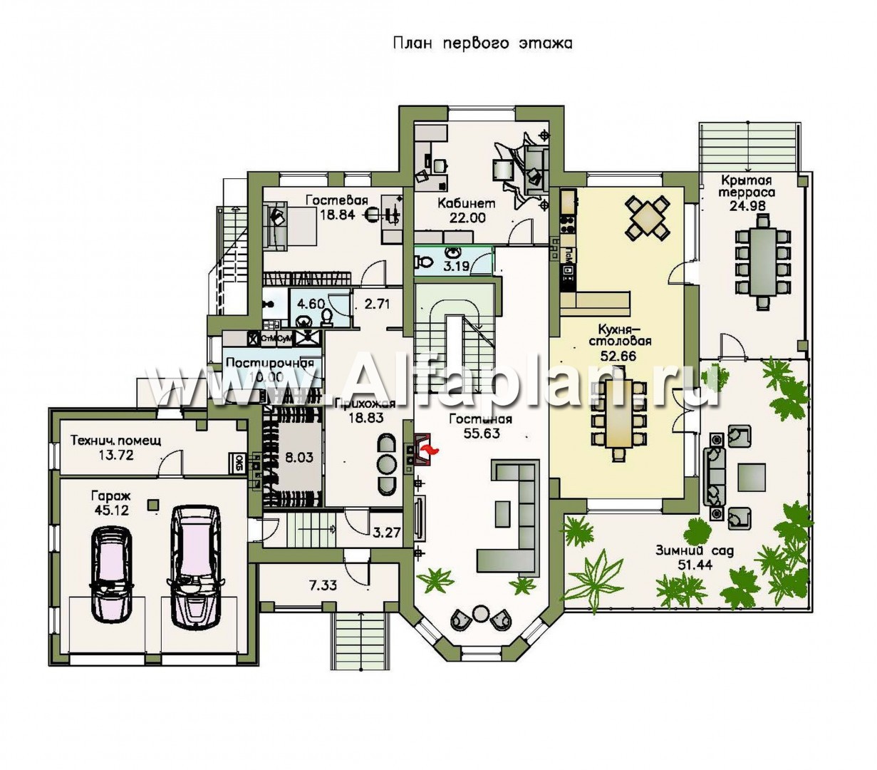 Проекты домов Альфаплан - «Пятьсот квадратов» — комфортабельный загородный особняк бизнес-класса - план проекта №2