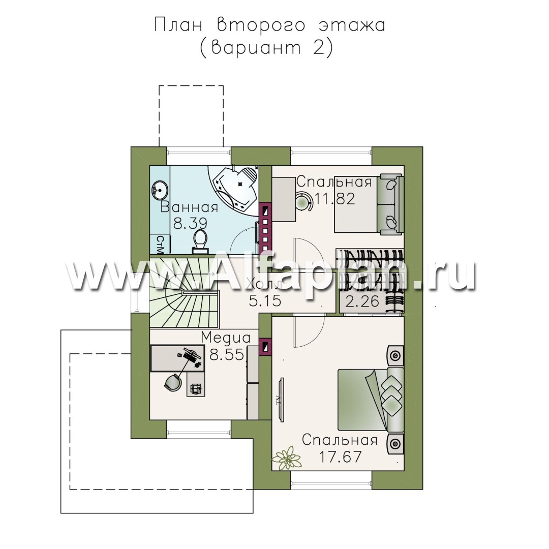 Проекты домов Альфаплан - «Оптима»- стильный небольшой дом - изображение плана проекта №3