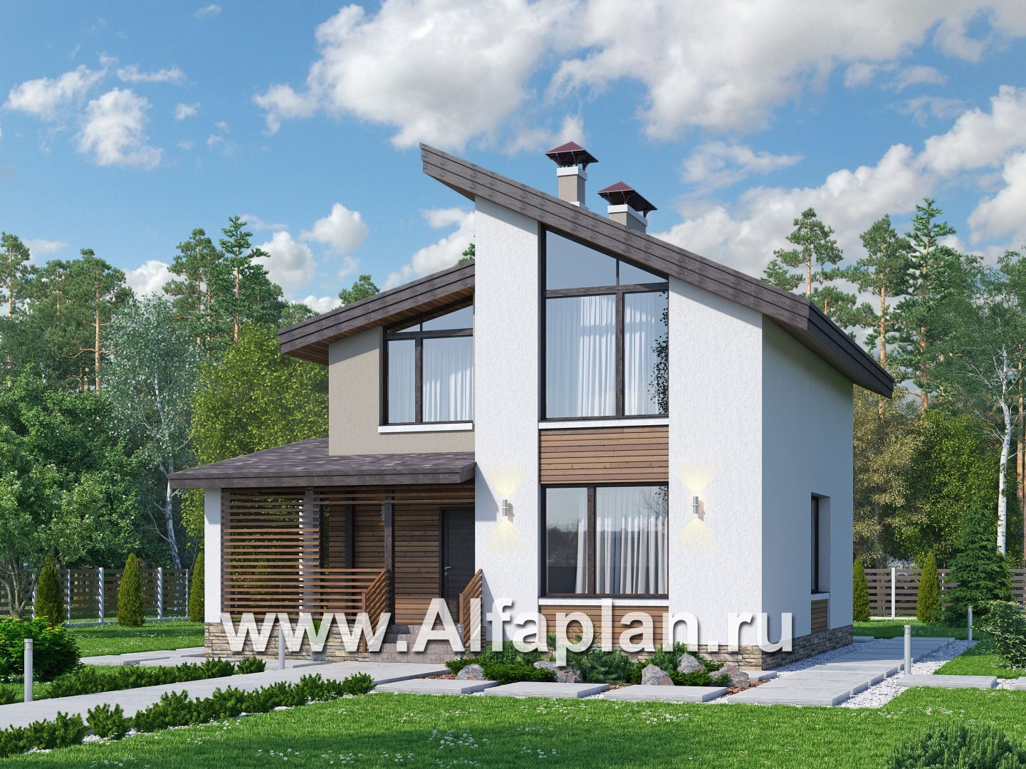 Проекты домов Альфаплан - «Оптима»- стильный небольшой дом - основное изображение