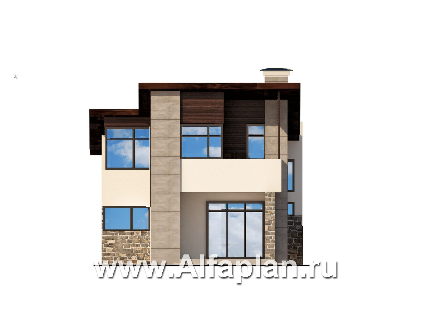 Проекты домов Альфаплан - Коттедж для участка с рельефом - изображение фасада №4